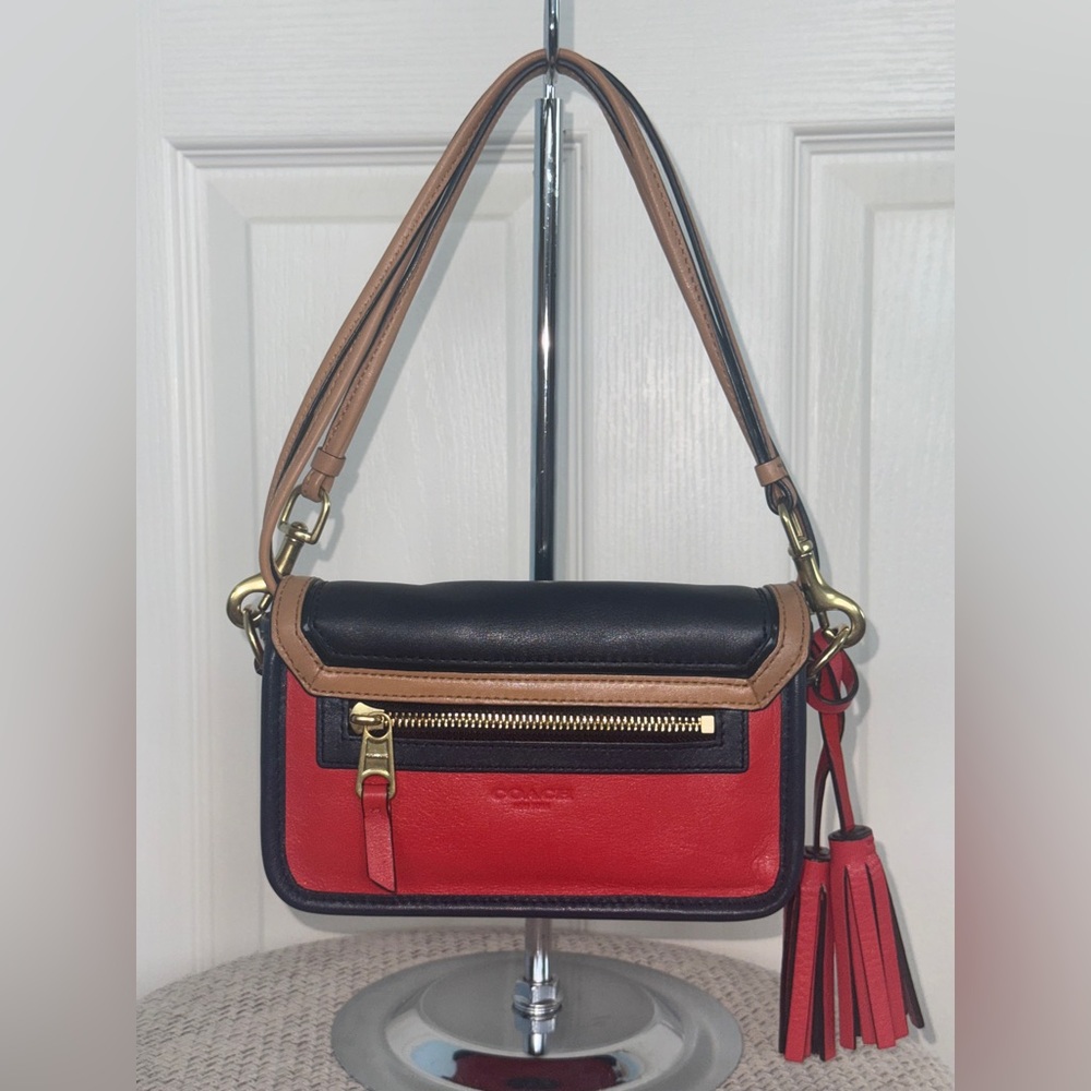 COACH LEGACY COLOR BLOCK TASSLE LEATHER CROSSBODY BAG EUC #19898 - Picture 3 of 14